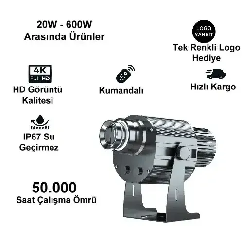 MARKANIZI IŞIKLANDIRMA ZAMANI LOGONUZU YANSITIN HAREKETLİ PROJEKSİYON CİHAZI + 2 LOGO HEDİYE